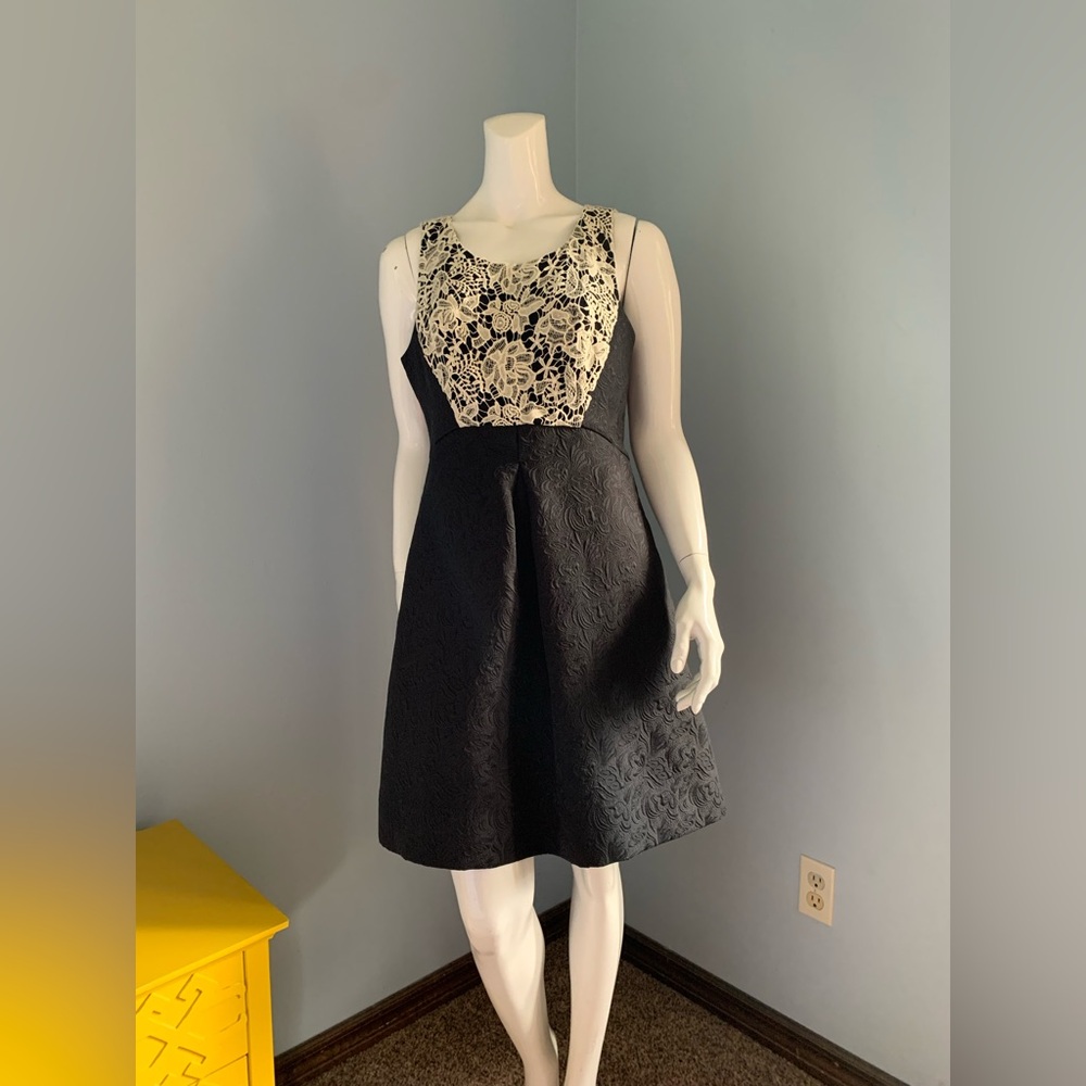 Moulinette Soeurs Black and Cream Lace Midi Dress